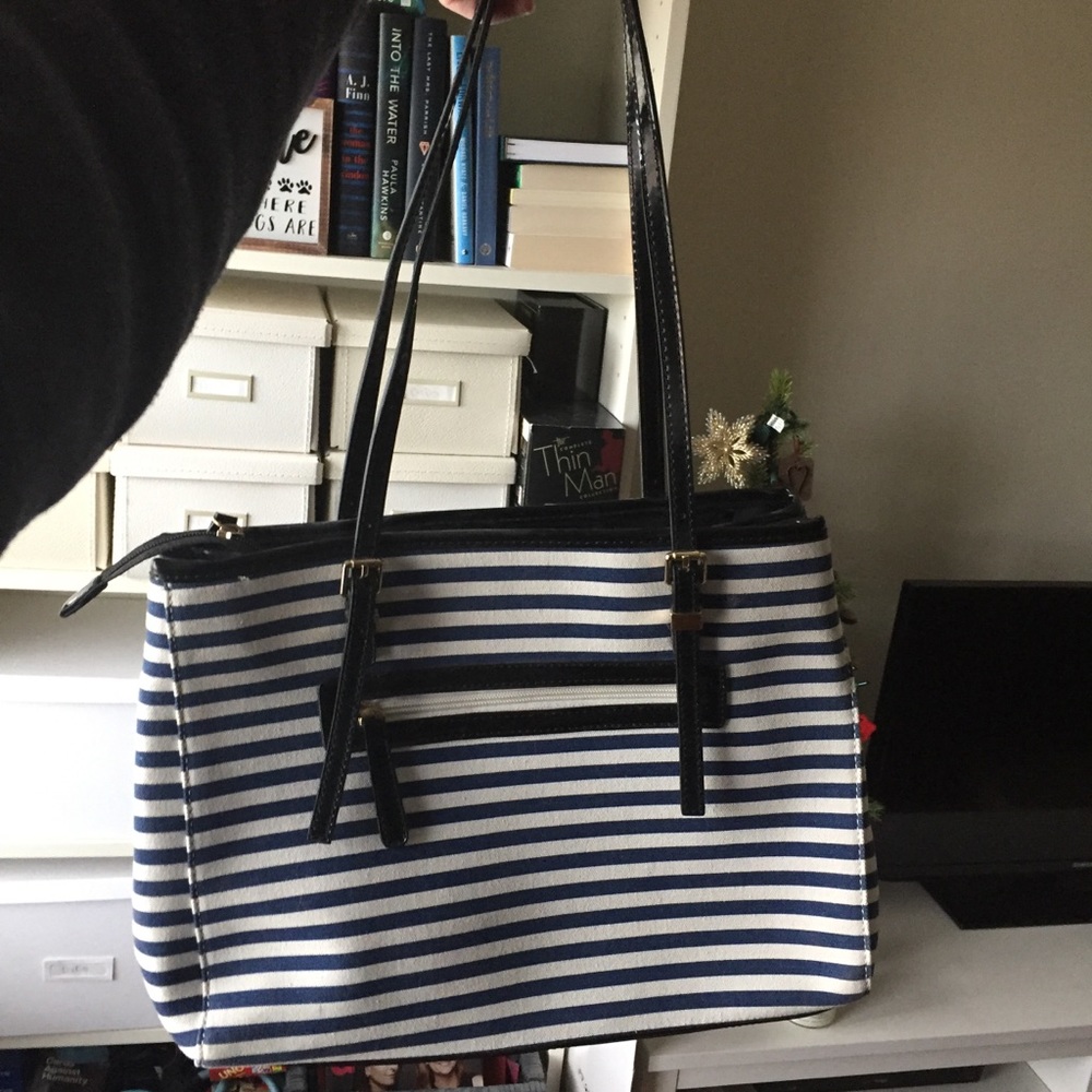 NWOT Navy Striped Shoulder Bag